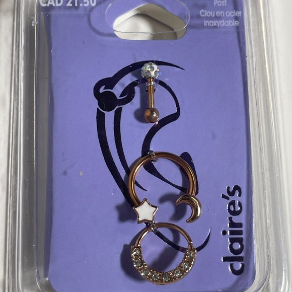 New Rose Gold Celestial earring body jewelry set stainless steel sun moon - Picture 4 of 6